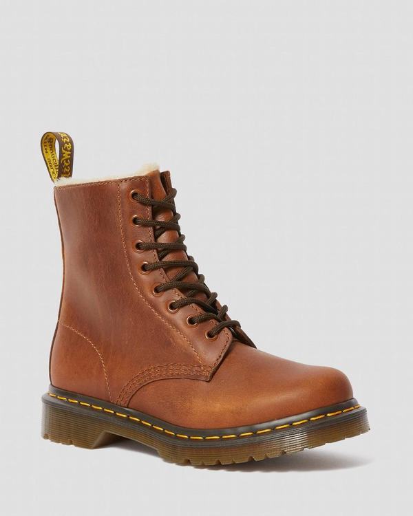 Dr Martens Dámské Zimni Boty Fur-lined 1460 Serena Orleans Hnědé, CZ-359412